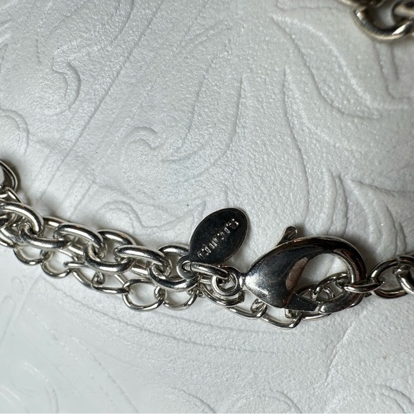 Chico's Blue and Silver Geometric Necklace Statement long Dangle pendant 0776 P - Picture 7 of 13